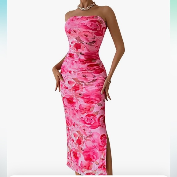 Summer Maxi Bodycon 
Strapless Tube Top Printed Long Party Club Slit Dress
8069 - Picture 1 of 7